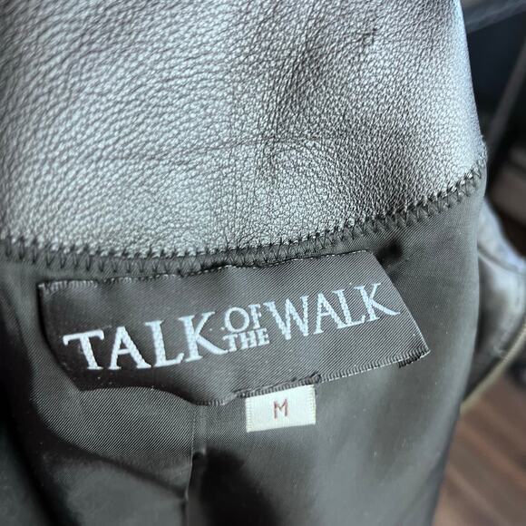 Talk of The Walk Black Leather Jacket M Beaded Luxe Glam Preppy Old Money Y2K - Picture 7 of 8